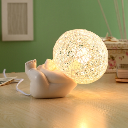 Novel Bedside lamps, Ceramic body with ball-shape lamp shade