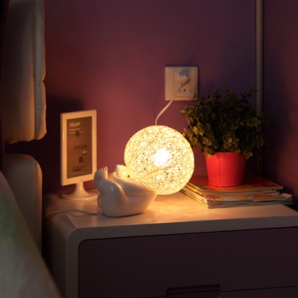 Novel Bedside lamps, Ceramic body with ball-shape lamp shade