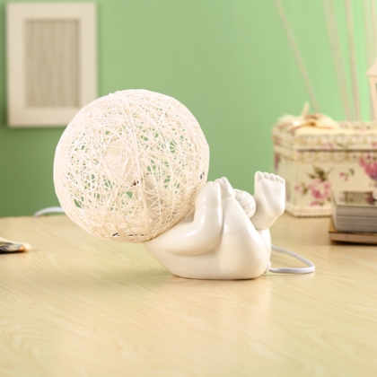 Novel Bedside lamps, Ceramic body with ball-shape lamp shade