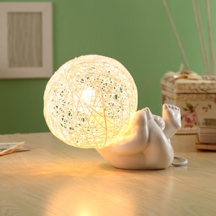 Novel Bedside lamps, Ceramic body with ball-shape lamp shade