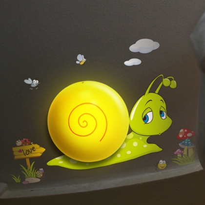 Stickers Snail Wall Night Light, light-operated and Eco-friendly