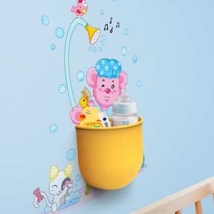 Nursery Wall Stickers with Canister, Novelty Sundries Organizer and Storage, Bubble Bear