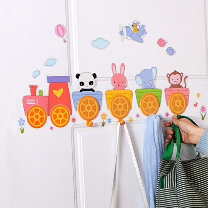 Coat hook with DIY nursery wall stickers, high-temperature resistance, Happy Train