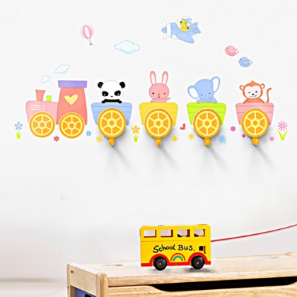 Coat hook with DIY nursery wall stickers, high-temperature resistance, Happy Train