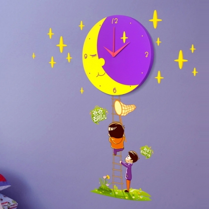 Hot Selling Design Moon-picking Room Decoration 3D DIY Stickers Wall Clocks