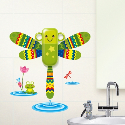 Family wash kit with DIY kids wall stickers, waterproof and damp-proof, Dragonfly Shape