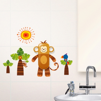 DIY nursery wall stickers with Family wash kit, anti-bacterium design, Wild Monkey