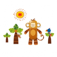 DIY nursery wall stickers with Family wash kit, anti-bacterium design, Wild Monkey