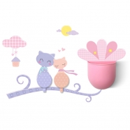 Eco-friendly Plastic hook with DIY wall decals, Sundries Organizer set, Kitty couple