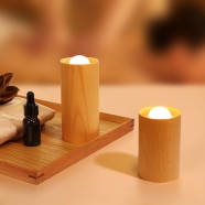 Hot selling Wooden Air Blowing Control Safe and Smoke-Free Electronic Candle Table Light for Living Room Hotel